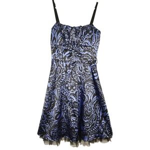 Dressbarn Collection Blue Black Paisley Cocktail Party Dress Size‎ 8